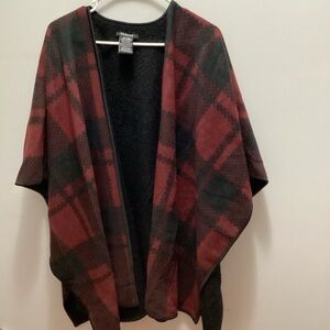 Ike Behar Red and Black Plaid Women's Poncho